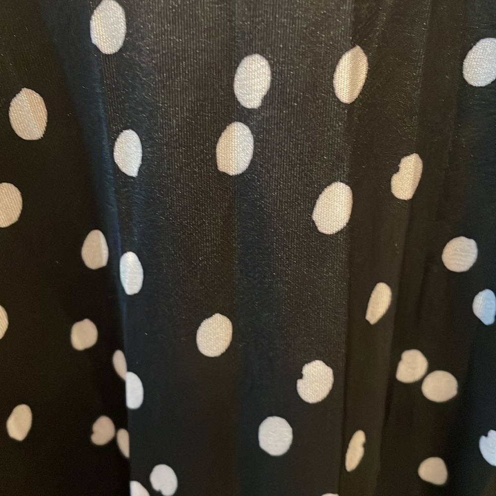Women's High Waisted Polka Dot Pleated Skirt Black/White L - Picture 4 of 7